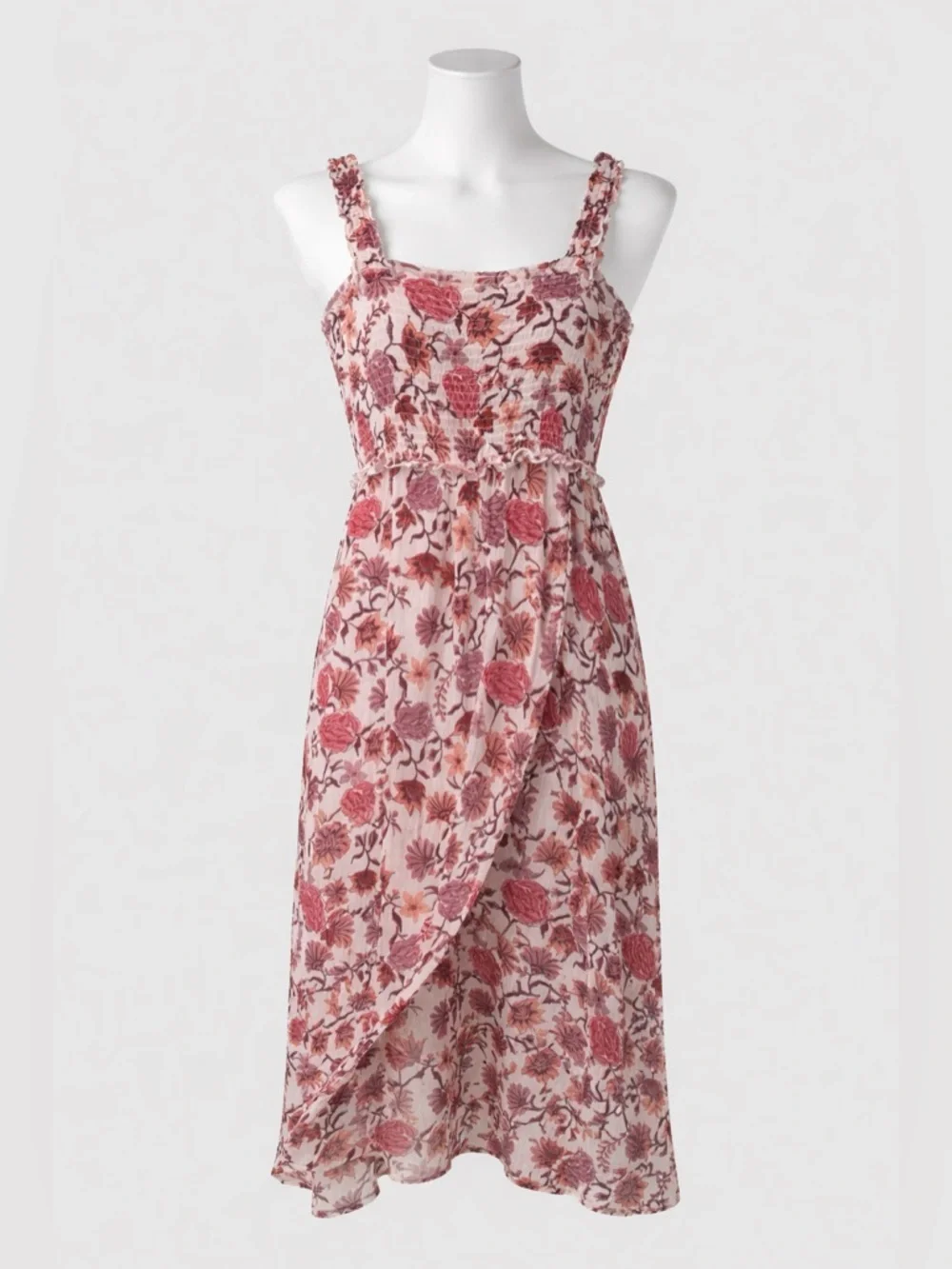Altar’d State Floral Faux Wrap Midi Dress Size Small Boho Cottagecore Pink - Picture 1 of 7